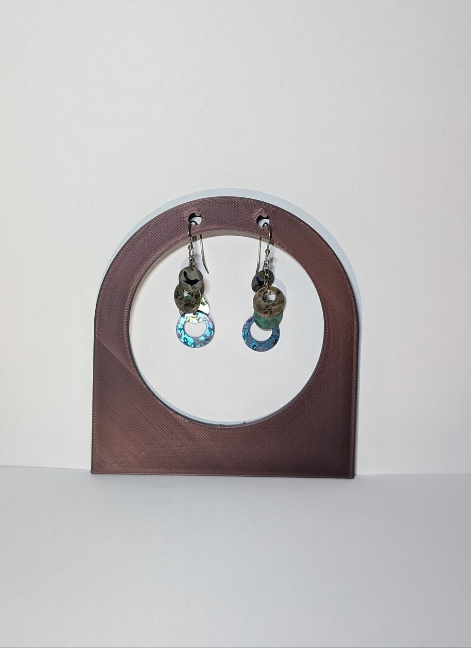 Vintage Holly Yashi Iridescent Blue Disc Drop Earrings